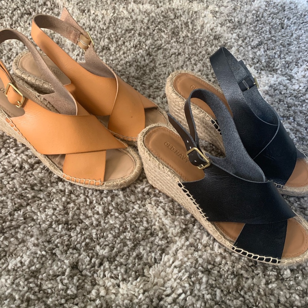 Leather Espadrille Sandals- 2 pairs